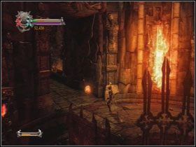 Ze środkowej platformy wskocz na tę po prawej stronie, a z niej na platformę z lewej strony - Opis przejścia - Heresy (3) | Kompletny opis przejścia Dantes Inferno - Dantes Inferno - poradnik do gry