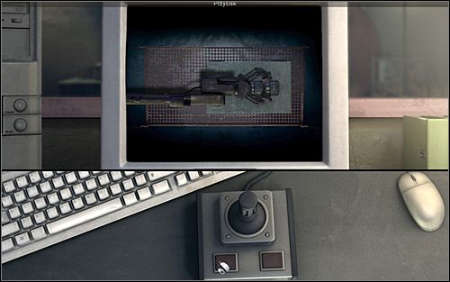 Wciśnij pierwszy przycisk, by rozewrzeć chwytak i joystickiem przesuń ramię robota odrobinę w prawo, nad czwarte pokrętło - Biuro terenowe FBI - Bronx, Nowy Jork (cz. 3) - Opis przejścia - 20.10.2009 - Art of Murder: Karty Przeznaczenia - poradnik do gry