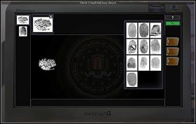 Zamknij oba okienka z odciskiem palca dziennikarza, a kliknij raz jeszcze odcisk palca z urządzenia znalezionego we wraku - Opis przejścia - 23.10.2009 - Biuro terenowe FBI - Bronx, Nowy Jork - Art of Murder: Karty Przeznaczenia - poradnik do gry