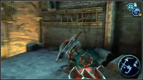 Schodzimy w dół i przeskakując po kołach zębatych [1] , dochodzimy do półki skalnej z bombami [2] - Twilight Cathedral (3) | Opis przejścia Darksiders - Darksiders - poradnik do gry