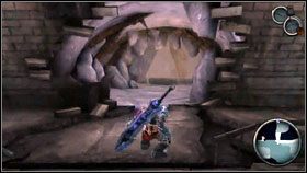 Po walce wskakujemy na powstały podest [1] , a stamtąd do północnego tunelu [2] - The Ashlands (2) | Opis przejścia Darksiders - Darksiders - poradnik do gry