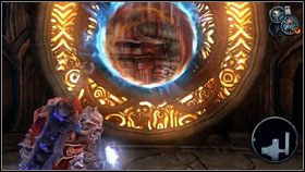 Stajemy przed pierwszym z nich i czekamy aż pojawi się w nim świecący krąg [1] - The Black Throne (3) | Opis przejścia Darksiders - Darksiders - poradnik do gry