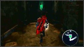 Idziemy na koniec korytarza, używamy niebieskiej kuli [1] i zbieramy Champion Artifact [2] - Champion Artifact i Overlord Artifact | Sekrety Darksiders - Darksiders - poradnik do gry