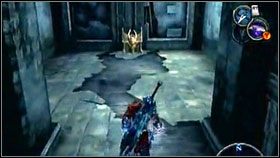 Po lewej stronie jest kolejny hak (tym razem pomarańczowy) [1] , który zaprowadzi nas do skrzyni z poszukiwanym fragmentem [2] - Abyssal Armor Pieces (2) | Sekrety Darksiders - Darksiders - poradnik do gry