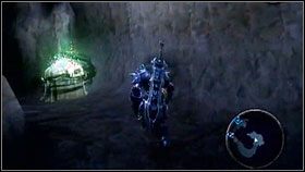 Na skrzyżowaniu skręcamy w prawo [1] i płynąc podwodą znajdziemy skrzynię z shardem [2] - Lifestones (1) | Sekrety Darksiders - Darksiders - poradnik do gry