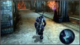 W pomieszczeniu z rurkami gazu i czerwoną ścianą blokującą przejście, schodzimy na tory - Lifestones (1) | Sekrety Darksiders - Darksiders - poradnik do gry