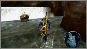 Między skałami jest dziura, przez którą wskoczymy do ukrytego jeziorka [1] , gdzie znajdziemy skrzynię z poszukiwanym skarbem [2] - Wrath Shards (3) | Sekrety Darksiders - Darksiders - poradnik do gry