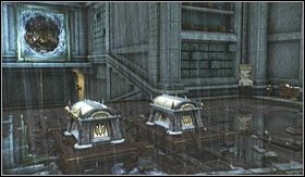 Teraz wystarczy już tylko wystrzelić linę z balisty do teleporter na wprost (wcześniej otwierając w ten sam sposób kratę) i strącić skrzynie na ziemię - Warsztat Dedala | Opis przejścia God of War III - God of War III - poradnik do gry