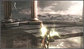 Następnie skieruj się przed siebie i poszybuj w kierunku tarasu, przypominającego arenę - Zeus (1) | Opis przejścia God of War III - God of War III - poradnik do gry