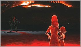 Następnie, idąc wzdłuż czerwonej linii, odwiedź swoją rodzinę, poczym udaj się w dalszą drogę - Ciemność | Opis przejścia God of War III - God of War III - poradnik do gry