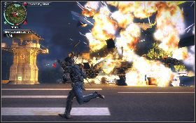 Twoim celem jest zniszczenie czterech wrogich myśliwców [1] , stojących na lotnisku - Śmierć z nieba | Opis przejścia Just Cause 2 - Żniwiarze III - Just Cause 2 - poradnik do gry