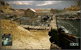 Grając klasą ofensywną (ale nie mechanikiem), biegnięcie na pozycje wroga misja się z celem - Isla Inocentes | Mapy | Battlefield Bad Company 2 - Battlefield: Bad Company 2 - poradnik do gry