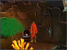 Chwilowo jesteś bezpieczny, o ile nie podejdziesz za blisko do siedzących na końcu tunelu kretów (po lewej) - Miasto kretów | Opis przejścia Simon the Sorcerer 5 - Simon the Sorcerer 5: Kto nawiąże kontakt? - poradnik do gry