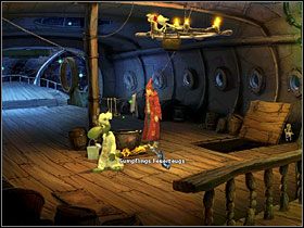 Wróć na górny pokład i weź z kąta kolejną kość małpki, którą wręcz Bagiennemu - Kosmos (1) | Opis przejścia Simon the Sorcerer 5 - Simon the Sorcerer 5: Kto nawiąże kontakt? - poradnik do gry