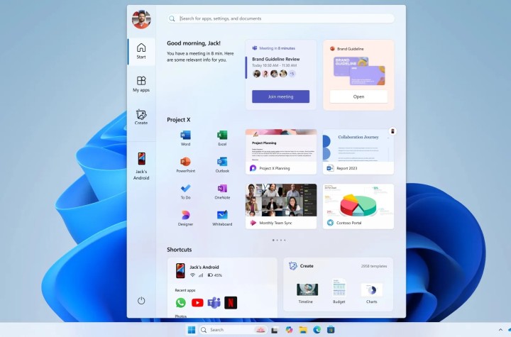 Kolejny odrzucony design Menu Start. Źródło: Blog Microsoftu - Tak mogło wyglądać Menu Start w Windows 11. Microsoft pokazał odrzucone koncepty - wiadomość - 2025-05-14
