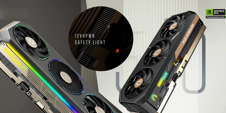 Lampka bezpieczeństwa przygotowana przez firmę Zotac. Źródło: Zotac | VideoCardz. - Zotac prezentuje RTX-50 wyposażone w specjalną lampkę bezpieczeństwa  - wiadomość - 2025-01-12