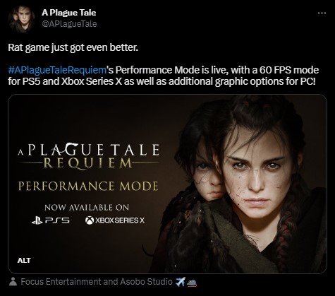 A Plague Tale Requiem dostało nowy tryb graficzny na PS5 i Xbox Series X - ilustracja #1