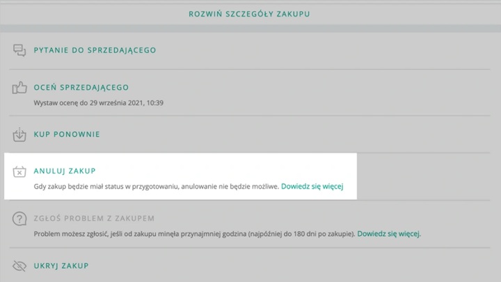 Anulowanie zakupu w serwisie Allegro. Źródło: Allegro Pomoc. - Jak anulować zakup na Allegro? Warto się z tym pospieszyć - wiadomość - 2025-07-09