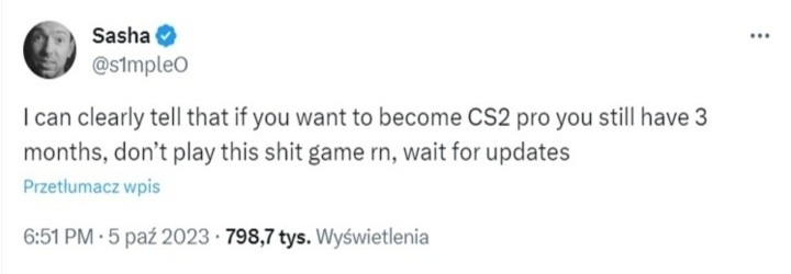 „Nie grajcie w tę gównianą grę”. S1mple ewidentnie nie przepada za CS 2 - ilustracja #1