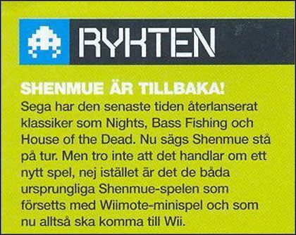 Zagramy w pierwsze części Shenmue na Wii? - ilustracja #1