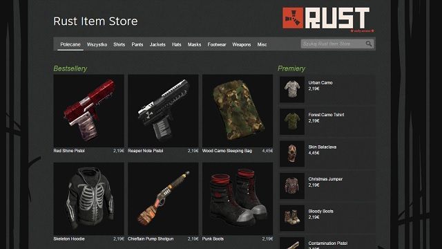 Twórcy Rust sprzedają na Steamie nie tylko gry, ale także różne wirtualne przedmioty. - Na Steamie otworzono pierwszy sklep z wirtualnymi przedmiotami - wiadomość - 2015-11-05