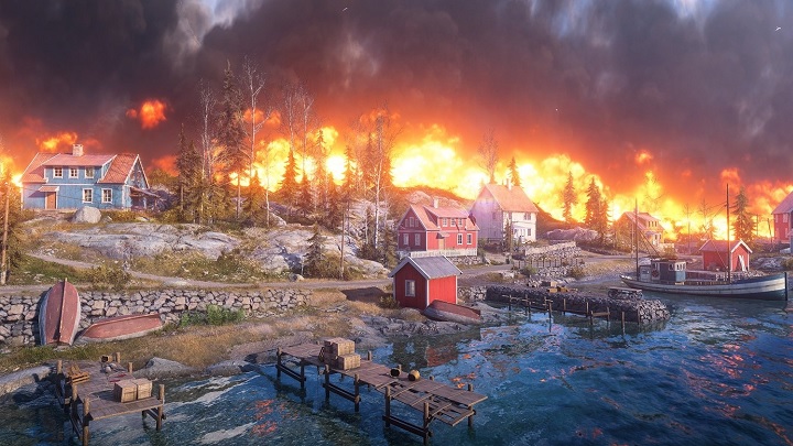 Ogień szalejący na obrzeżach mapy będzie nieustannie zmniejszał pole walki. - Gameplay z Battlefield 5 Firestorm – trybu battle royale - wiadomość - 2019-03-21