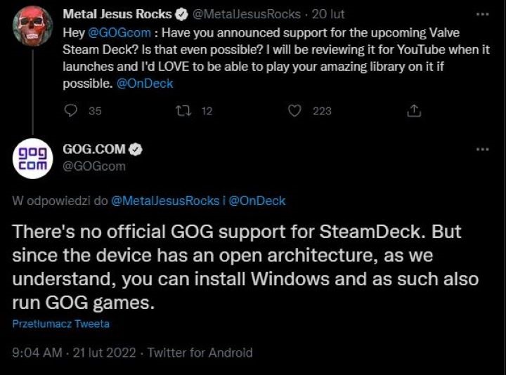GOG bez oficjalnego wsparcia dla Steam Deck; gry uruchomicie, instalując Windowsa - ilustracja #1