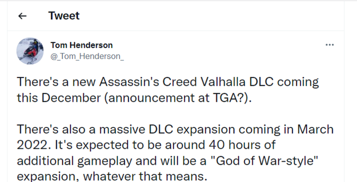 AC: Valhalla dostanie 40-godzinne DLC wg Toma Hendersona - ilustracja #1