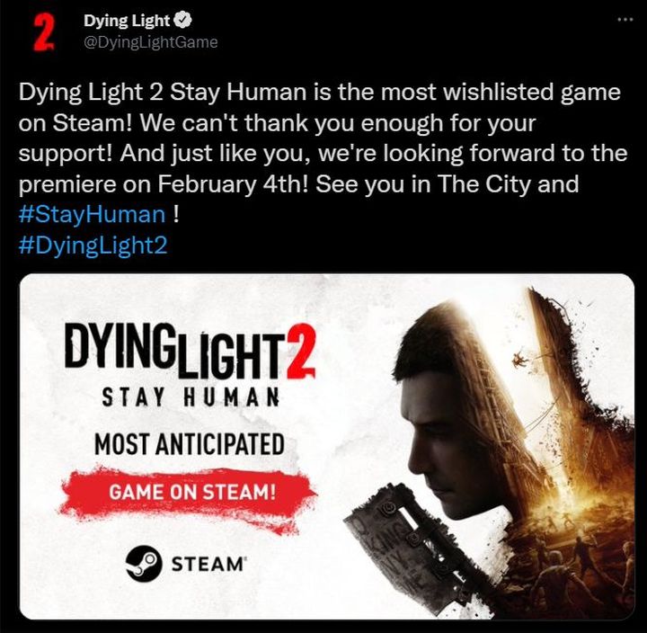 Dying Light 2 króluje na listach życzeń Steam - ilustracja #1