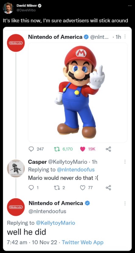 Chaos na Twitterze; Mario pokazał środkowy palec na „zweryfikowanym” koncie - ilustracja #1