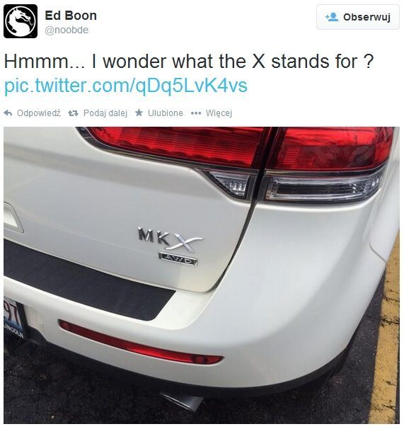 MK X na klapie bagażnika samochodu. Przypadek? Nie sądzę.