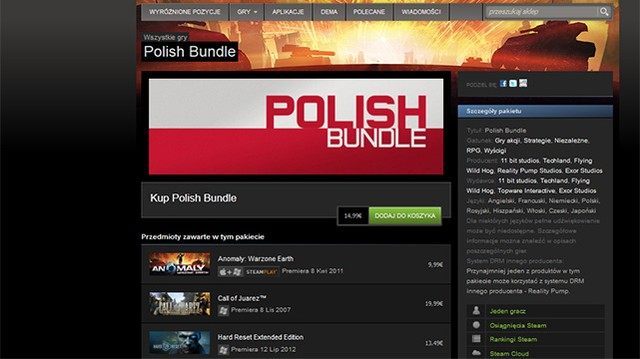 Promocja Steam - pięć polskich gier za 62 zł (m.in. Two Worlds II, Hard Reset i Anomaly: Warzone Earth) - ilustracja #1