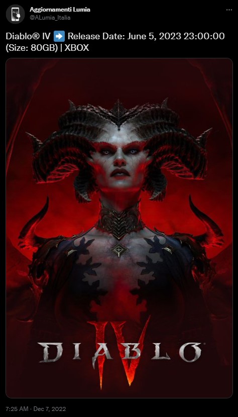 Wyciekła data premiery Diablo 4, źródłem jest Microsoft Store - ilustracja #1