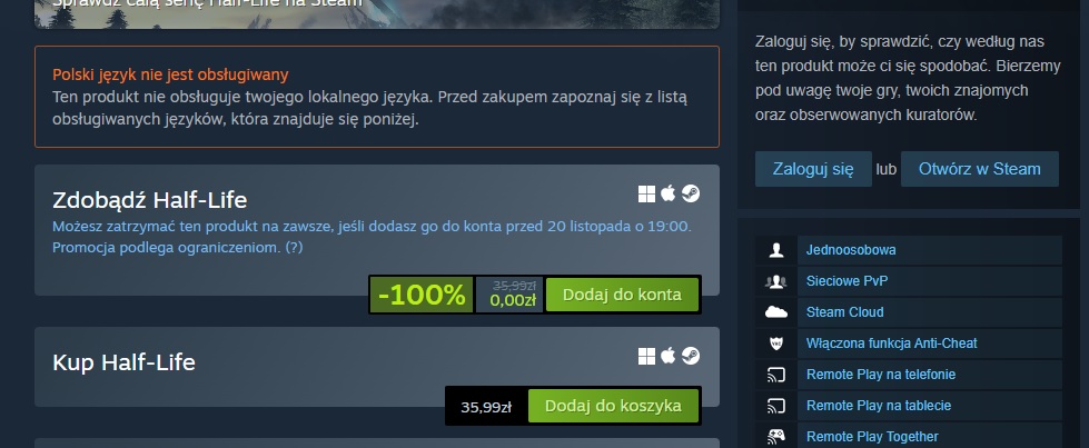 Half-Life znów dostępny za darmo na Steam, tym razem chyba na dłużej [Aktualizacja] - ilustracja #1