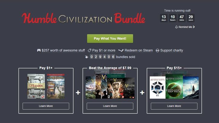 Promocja dobiegnie końca 7 marca. - Nowe Humble Bundle z serią Sid Meier's Civilization - wiadomość - 2017-02-22