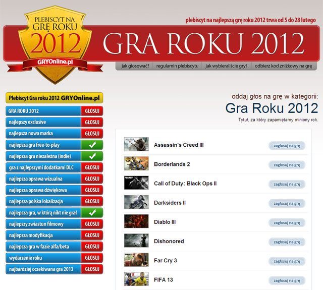 Wybierz grę roku 2012 - startujemy z Plebiscytem - ilustracja #1