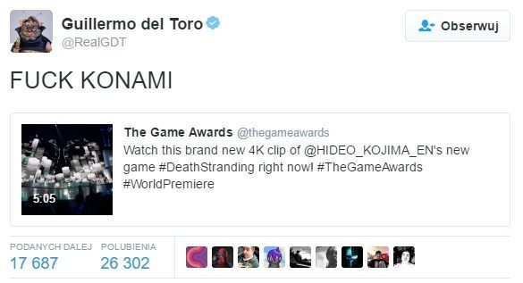 Guillermo del Toro chyba nie za bardzo lubi firmę Konami.