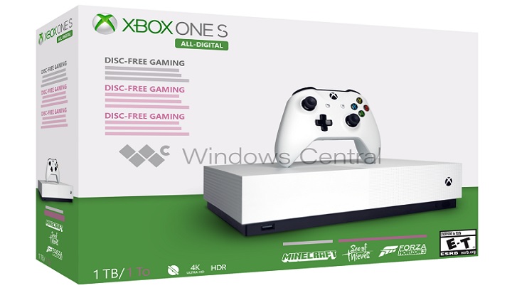 Oto prawdopodobny wygląd pudełka na konsolę Xbox One S All-Digital Edition (źródło: Windows Central) - Xbox One S All-Digital Edition – dokładna data premiery i wygląd pudełka w sieci  - wiadomość - 2019-03-21