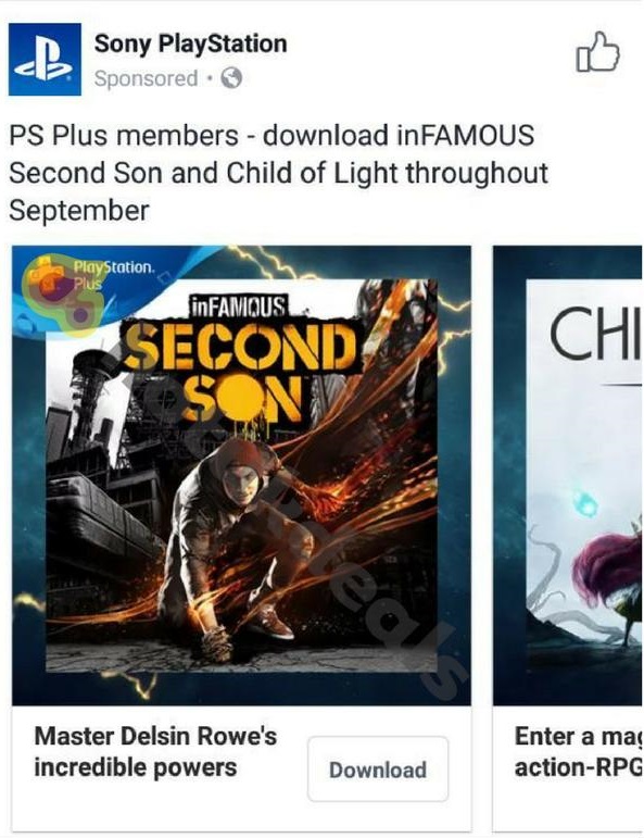 inFamous: Second Son i Child of Light we wrześniu w PS Plus / Źródło: Hotukdeals