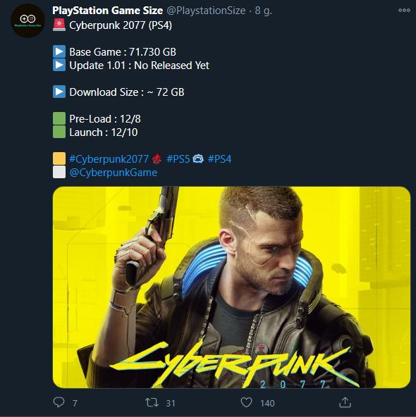 Pre-load Cyberpunk 2077 na PS4 - są nieoficjalne informacje o dacie i rozmiarze gry - ilustracja #1