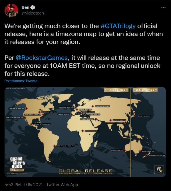 Znamy godzinę premiery GTA Trilogy Definitive Edition. Wyciekł gameplay - ilustracja #1