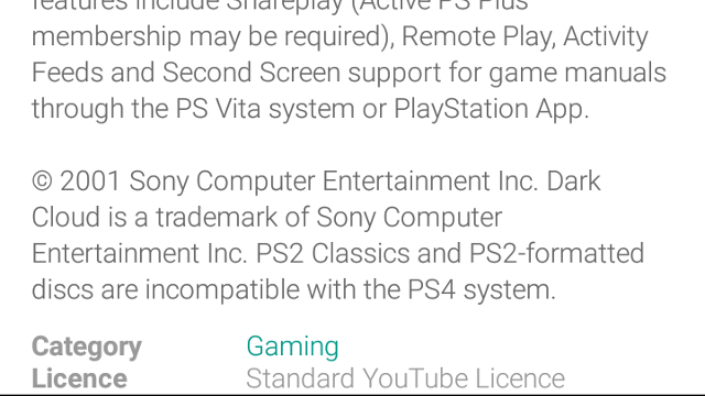 Fragment opisu umieszczonego pod filmikiem poświęconym Dark Cloud. - Emulacja gier z PS2 na PS4 nie będzie dotyczyła wydań pudełkowych? - wiadomość - 2015-12-04