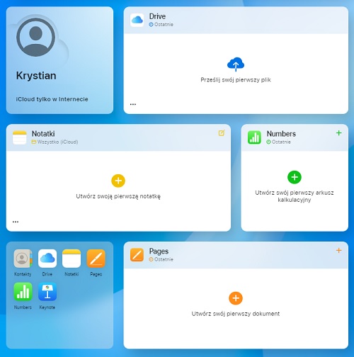 iCloud dla Windows oferuje szeroką gamę możliwości – od przechowywania plików, po tworzenie prezentacji. Źródło: iCloud.