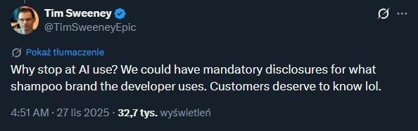 Źródło: X: @TimSweeneyEpic