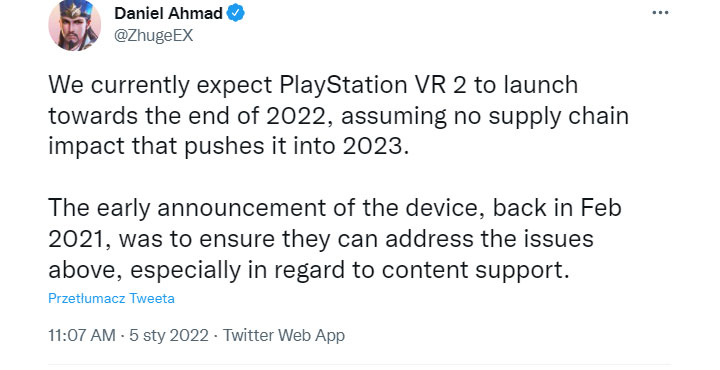 PlayStation VR2 może zadebiutować w tym roku - ilustracja #1