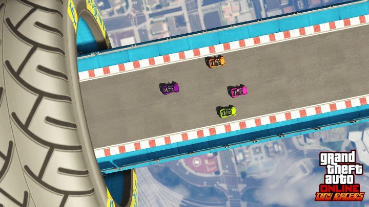 Podczas wyścigów Tiny Racers trzeba cały czas trzymać się lidera, jeśli nie chce się wypaść z rywalizacji. - Tiny Racers debiutuje w Grand Theft Auto Online - wiadomość - 2017-04-27