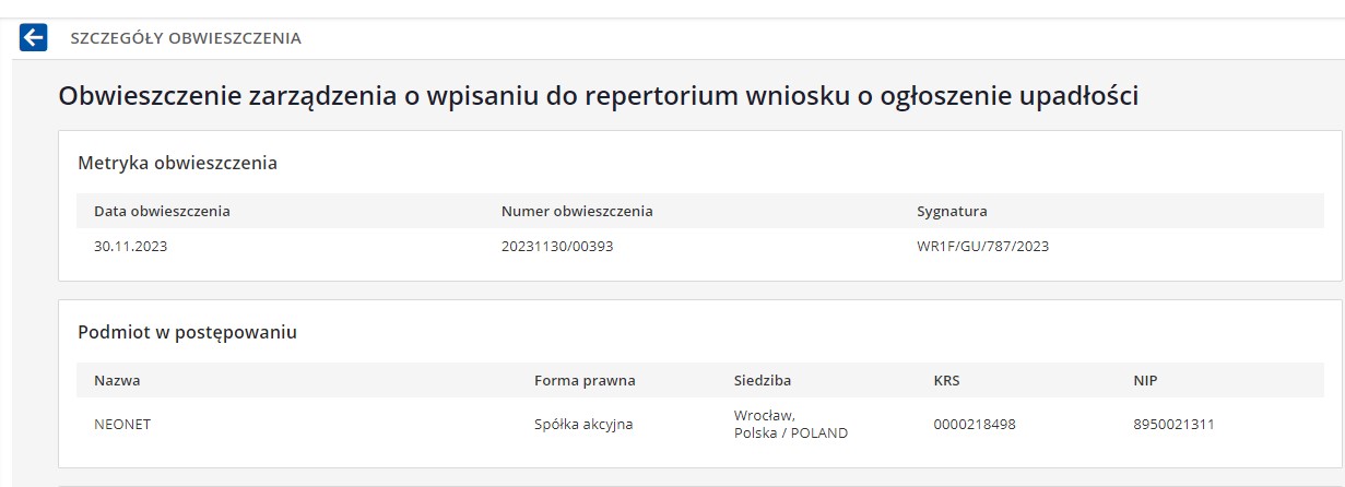 Niespodziewany upadek Neonetu. Firma ogłosiła upadłość. Co się stanie z zamówieniami klientów? [Aktualizacja] - ilustracja #2