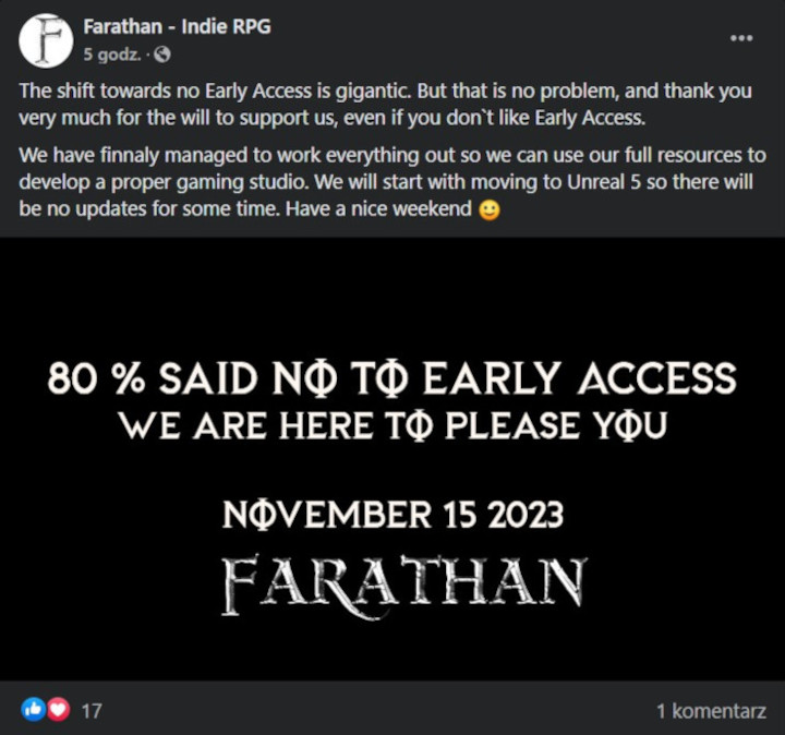 Dalsze opóźnienie polskiego RPG Farathan; nie będzie wczesnego dostępu - ilustracja #1