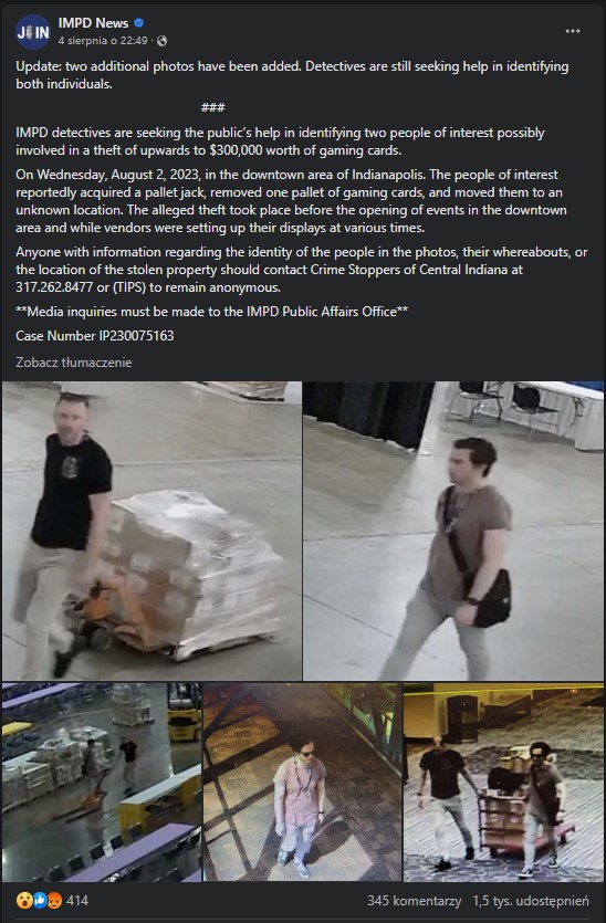 Złodzieje ukradli karty warte 300 tys. dolarów po prostu wychodząc z budynku z całą paletą - ilustracja #1