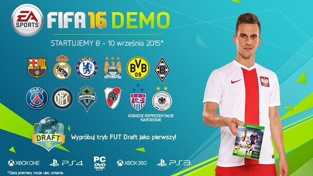 Wszystkie wersje dema mają ukazać się pomiędzy 8 i 10 września. - FIFA 16 - demo dostępne na PC, PlayStation 3, PlayStation 4, Xboksa One i Xboksa 360 - wiadomość - 2015-09-09